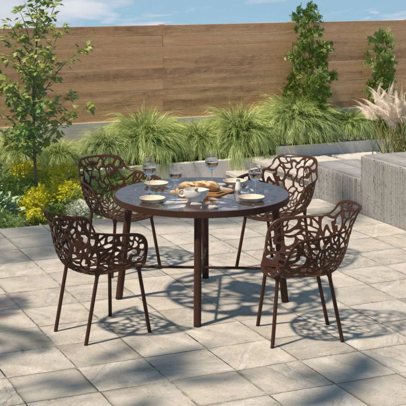 LeisureMod Modern Devon Aluminum Armchair, Set of 4 | Outdoor Chairs | Modishstore - 2