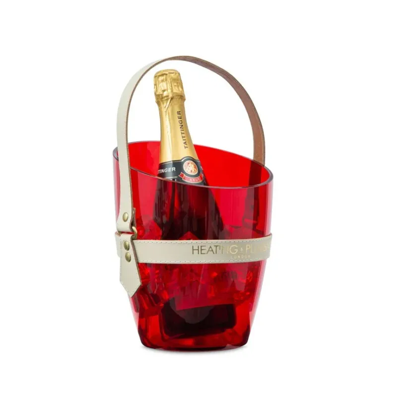 "Happy Go Sparkly" Champagne Bucket - Red & Cream