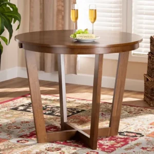Baxton Studio Alayna Modern and Contemporary Walnut Brown Finished 35-Inch-Wide Round Wood Dining Table | Modishstore | Dining Tables