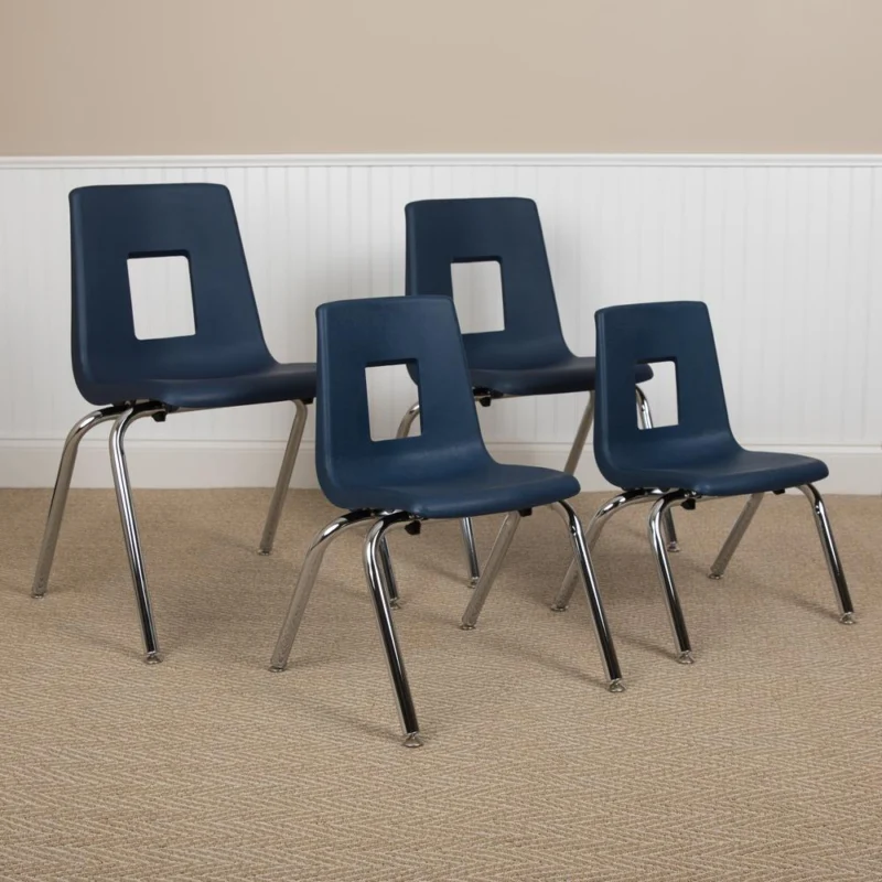 Advantage Navy Student Stack School Chair - 16-Inch By Flash Furniture | Side Chairs | Modishstore - 1