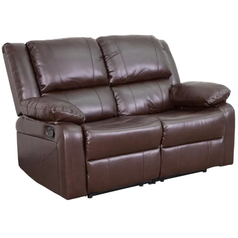 Harmony Series Brown Leathersoft Loveseat With Two Built-In Recliners By Flash Furniture | Loveseats | Modishstore - 1
