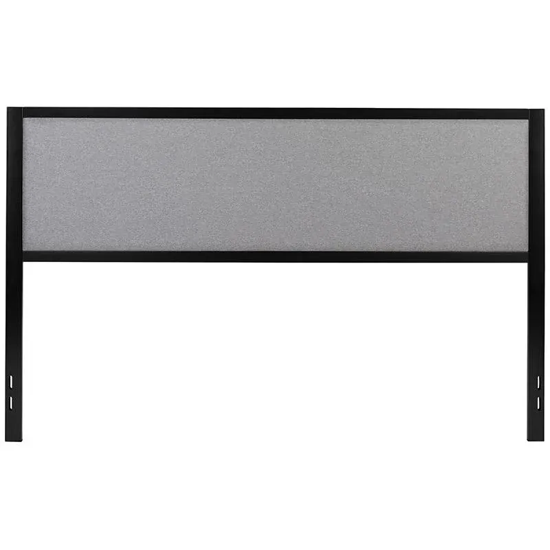Melbourne Metal Upholstered King Size Headboard In Light Gray Fabric By Flash Furniture | Headboards | Modishstore - 1