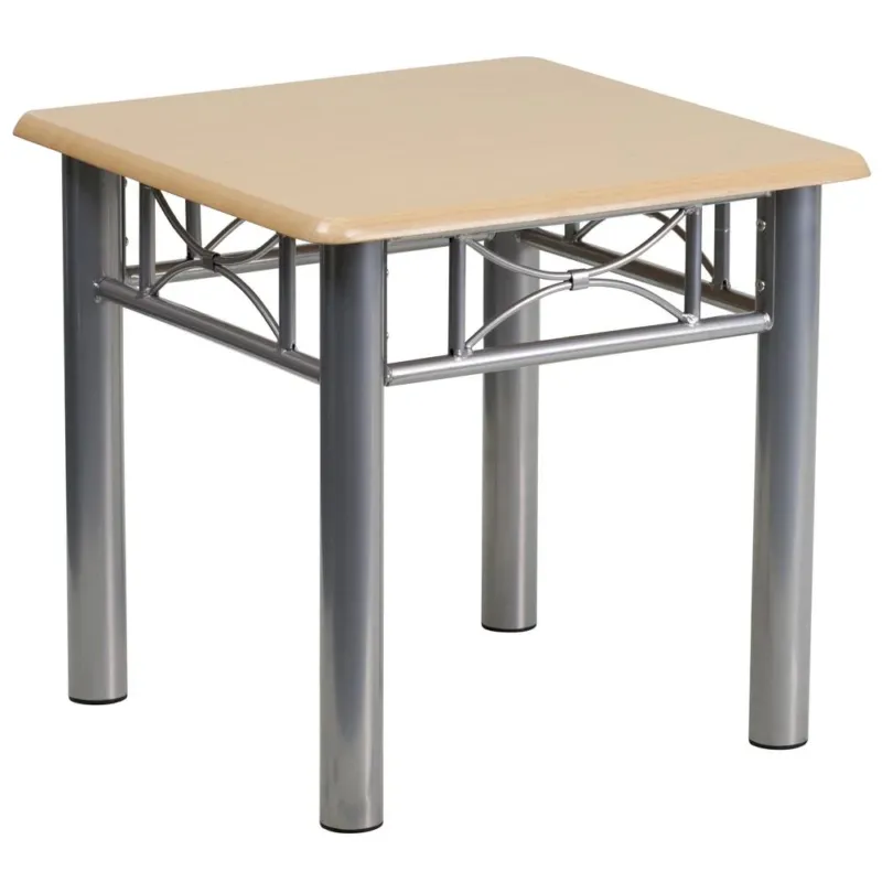 Natural Laminate End Table With Silver Steel Frame By Flash Furniture | End Tables | Modishstore - 1