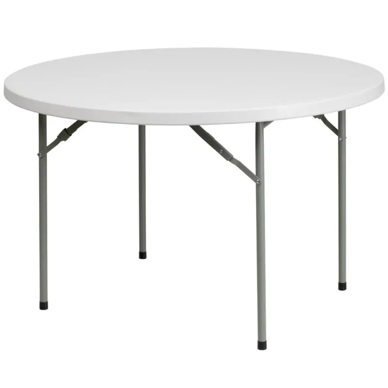 4-Foot Round Granite In White Plastic Folding Table By Flash Furniture | Outdoor Tables | Modishstore - 1