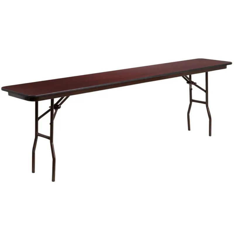 8-Foot High Pressure Mahogany Laminate Folding Training Table By Flash Furniture | Side Tables | Modishstore - 1