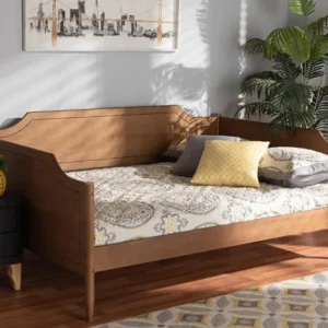 Baxton Studio Alya Classic Traditional Farmhouse Walnut Brown Finished Wood Full Size Daybed | Modishstore | Beds