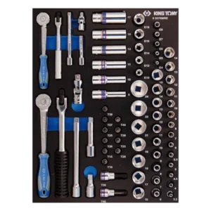 KING TONY Profi-Werkzeuge - 1/4"+ 3/8" Steckschlüssel-Set, metrisch, EVAWAVE - 70 tlg. 95570MRE