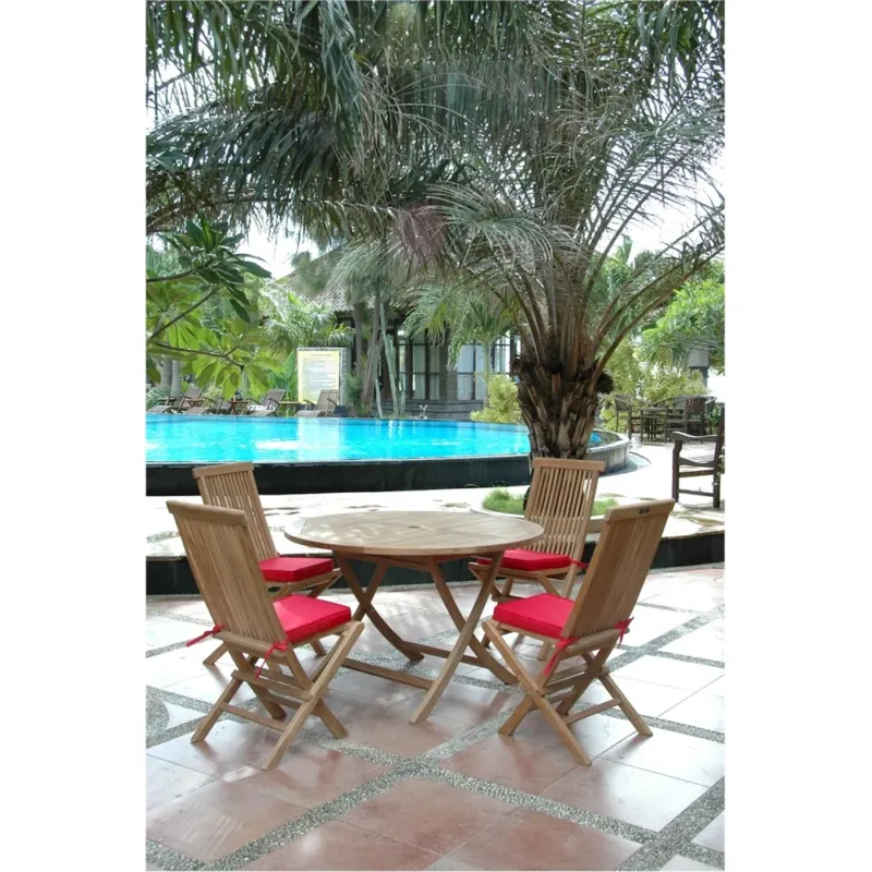 Classic Bahama 5-Pieces Folding Dining Set By Anderson Teak | Outdoor Dining Sets | Modishstore