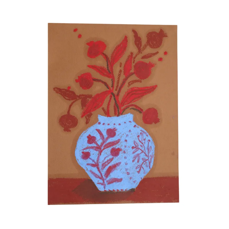 Blue Pomegranate Vase II Artwork