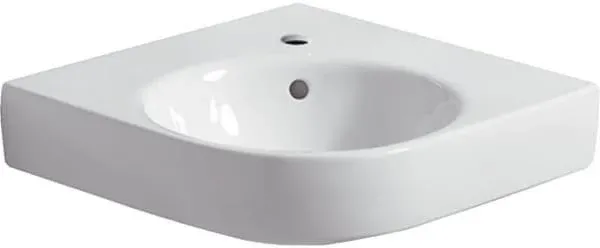 GEBERIT Renova Compact Eckwaschtisch 69,5 cm weiß – wandhängend, mit Hahnloch & Überlauf, für Eckmontage