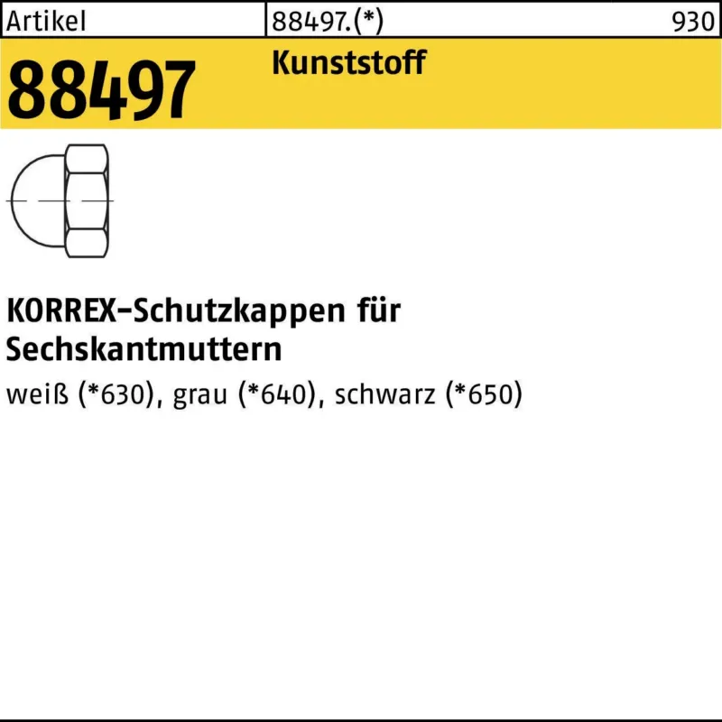 DUBO Schutzkappe R 88497 für Sechskantmuttern M4/SW 7, Kunststoff, Weiß
