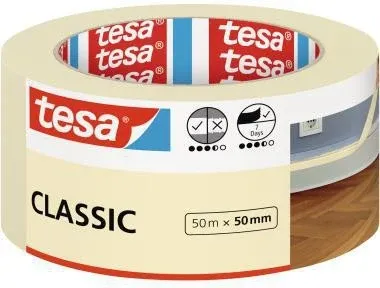 tesa Kreppband CLASSIC 30 mm x 50 m beige – Malerband für saubere Farbkanten
