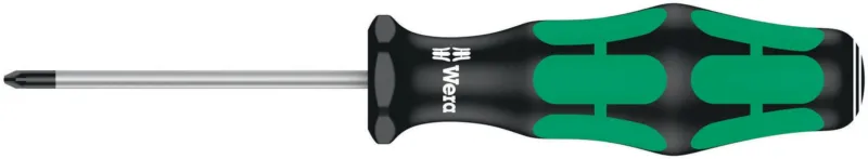 WERA Schraubendreher 355 PZ PZD 0 mit 2K-Kraftform-Griff und Rundklinge, 60 mm