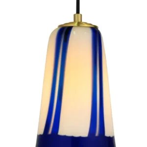 Oggetti Stripes Pendant, Cobalt/Brass | Pendant Lamps | Modishstore