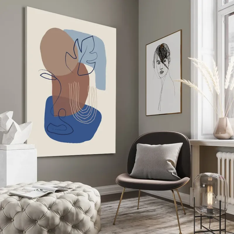 Ljuddämpande tavla - Abstract Blue and Beige