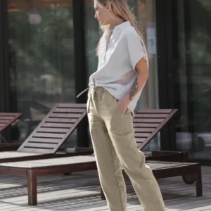 Pantalon décontracté pour femme en lin Natural