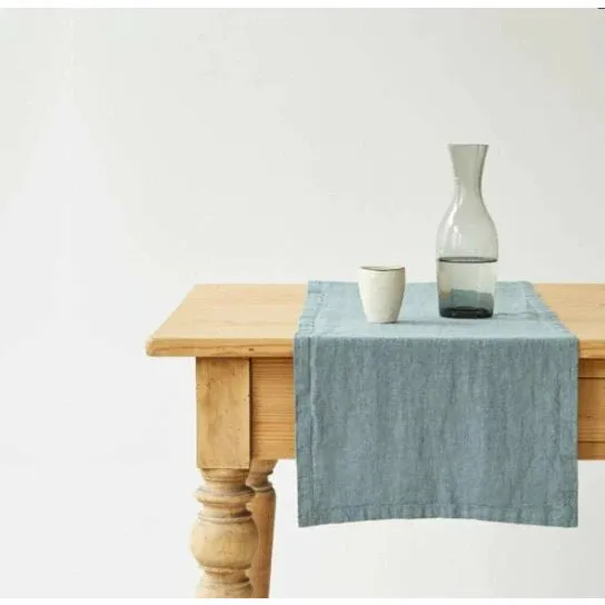 Linen Table Runner | 16"x 79" | Blue Fog