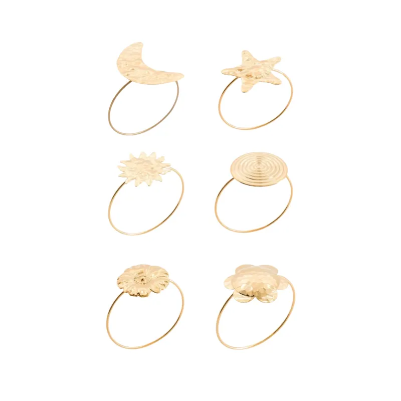 Gold Jewelled Napkin Rings (Set of 6)