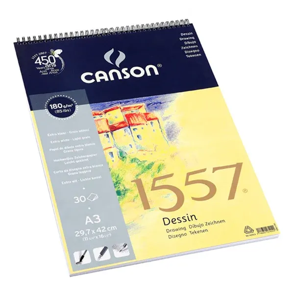 Canson - 1557 Sprial Pad - 180gsm A3 - 30 sheets