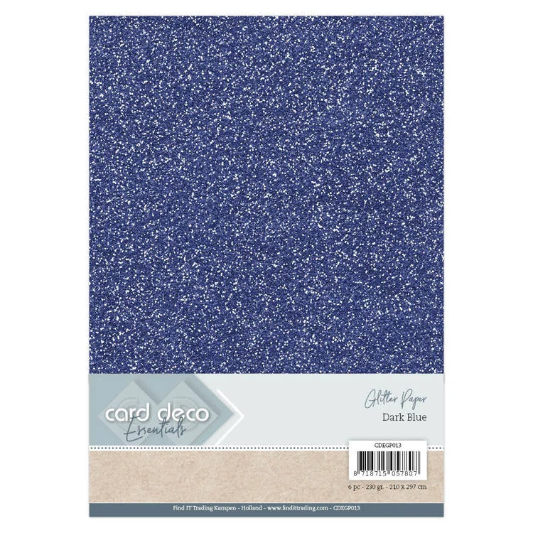 Card Deco Essentials Glitter Paper - Dark Blue (6 Pcs)
