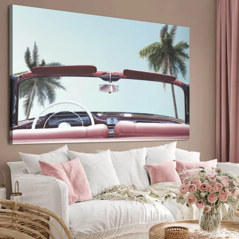 Canvastavla - Vintage car beach