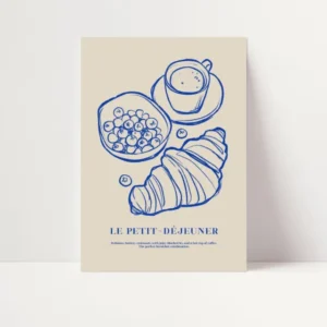 Croissant and Blueberries | Breakfast Poster | UNFRAMED