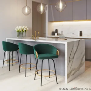 Claire 26" Fixed Height Counter Stool - Set of 2 Green By LumiSource | Counter Stools | Modishstore