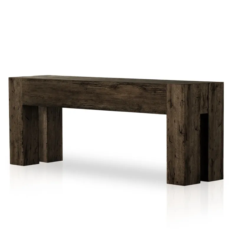 Abaso Console Table | Ebony Rustic Wormwood Oak