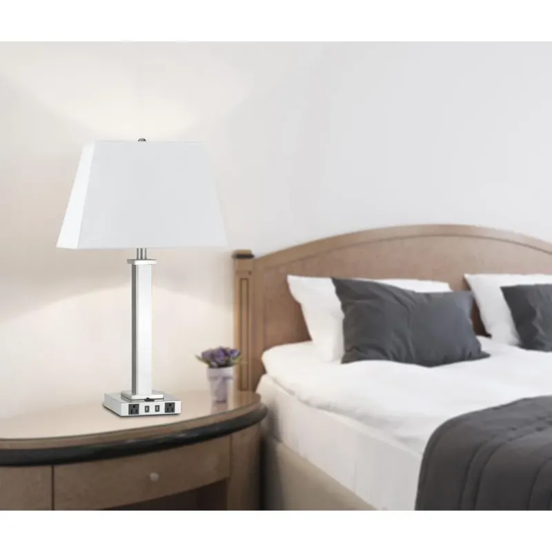 100W Metal Night Stand Lamp With 2 Usb And 2 Power Outlets, On Off Rocker Base Switch, La60003Tb9Rbs By Cal Lighting | Table Lamps | Moidshstore
