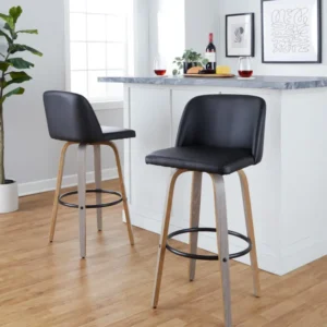 Toriano 30" Fixed-Height Barstool - Set of 2 By LumiSource - B30-TRNOPU-GRTZQ2 LGYBK2 | Bar Stools | Modishstore