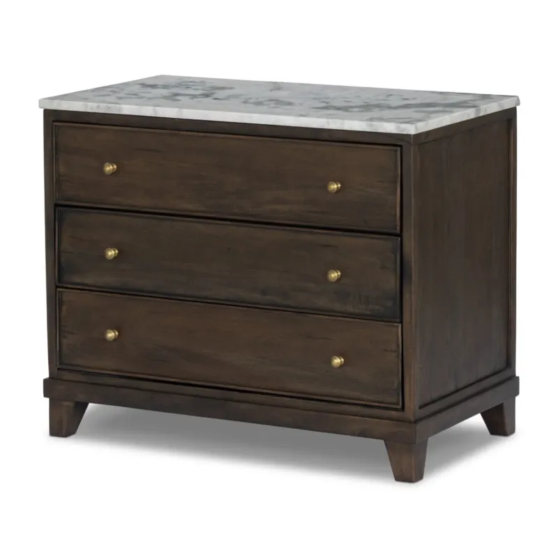 Odette Nightstand | Aged Belgium Bleach with White Marble