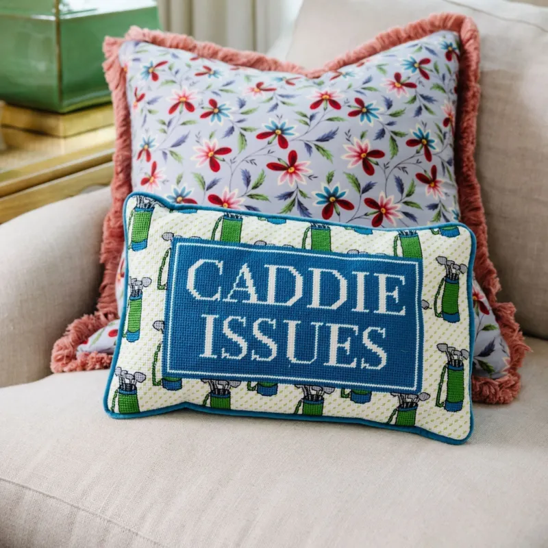 Caddie Issues Needlepoint Pillow - Furbish Studio