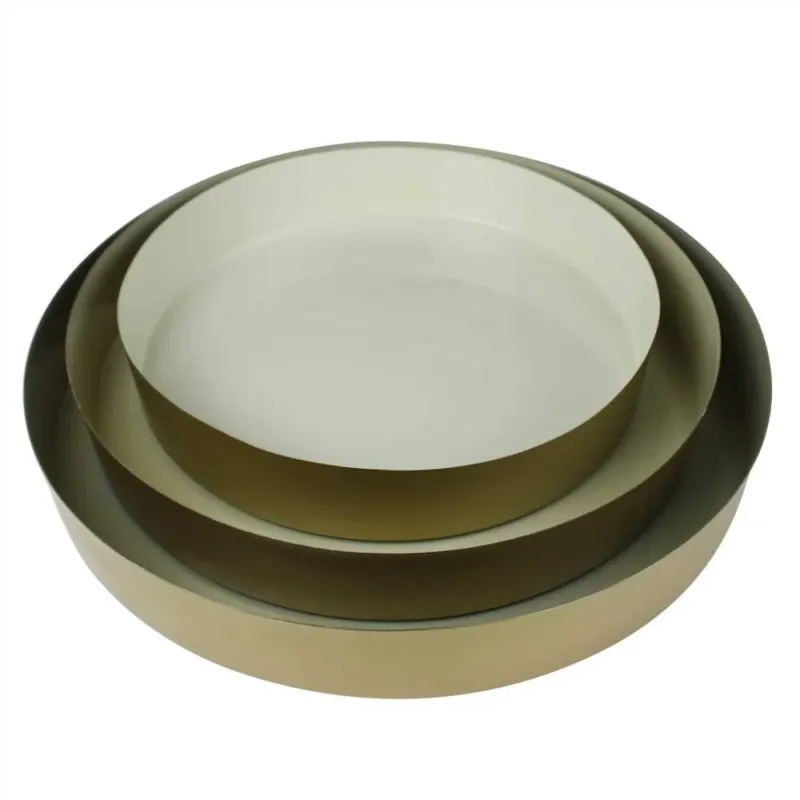 Enamel Trays, Set of 3, Putty | Modishstore | Trays