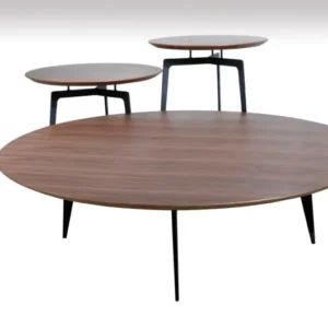 11' Walnut Veneer and Metal Coffee Table Set By Homeroots | Coffee Tables | Modishstore