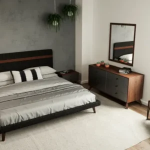 30 Grey and Walnut Veneer MDF and Wood Dresser with 6 Drawers By Homeroots | Dressers | Modishstore