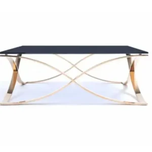 14' Smoked Glass and Rosegold Stainless Steel Coffee Table By Homeroots | Coffee Tables | Modishstore