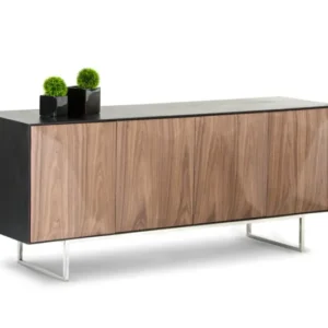 32' Wenge Veneer And Stainless Steel Buffet With Walnut Doors By Homeroots | Sideboards | Modishstore