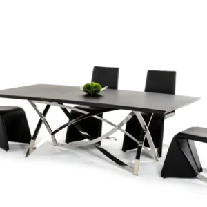 30" Wenge Veneer And Stainless Steel Dining Table By Homeroots | Dining Tables | Modishstore