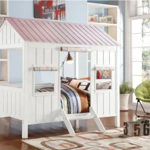 White And Pink Cottage Full Bed By Homeroots | Beds | Modishstore