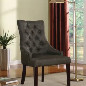 2Pc Gray Fabric And Walnut Side Chair By Homeroots | Dining Chairs | Modishstore