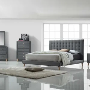 Light Gray Fabric King Bed By Homeroots | Beds | Modishstore