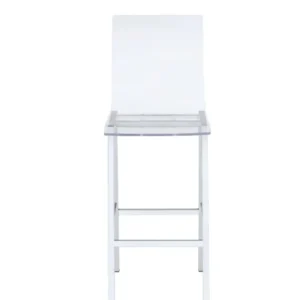 2Pc Clear Acrylic And Chrome Bar Chair By Homeroots | Bar Stools | Modishstore