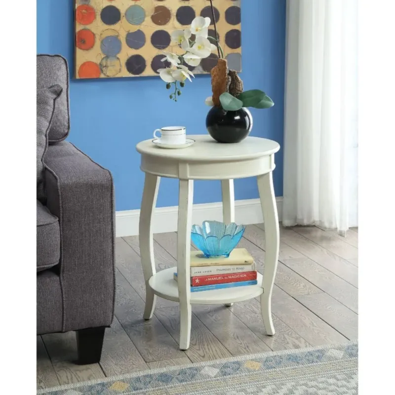 Antique White Wooden Side Table By Homeroots | Side Tables | Modishstore