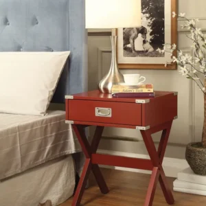 Modern Red X Shape Wooden Storage End Table By Homeroots | End Tables | Modishstore
