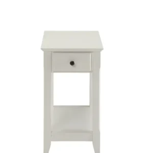 White Solid and Manufactured Wood End Table With Drawer And Shelf By Homeroots | End Tables | Modishstore - 1