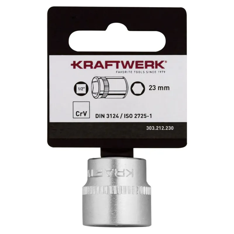 KRAFTWERK BASIC LINE 23 mm 1/2" Steckschlüsseleinsatz Aussen Sechskant, mit Aufhänger, - KW-303.212.230