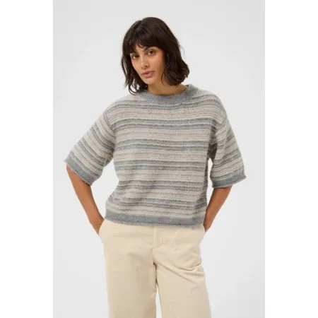 Cerys Short Sleeve Sweater | French Oak Stripe