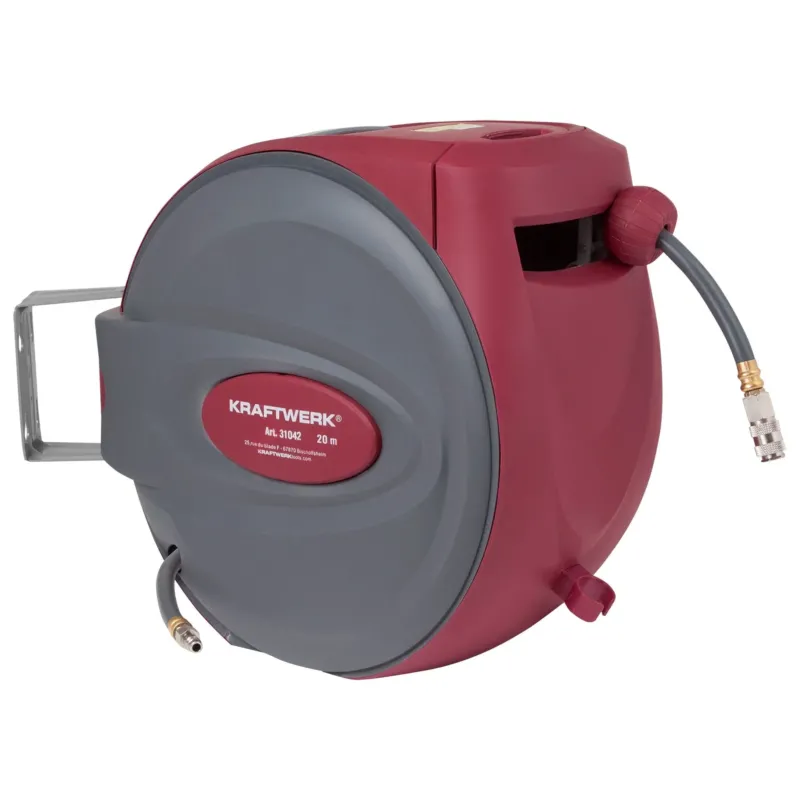 KRAFTWERK Auto-Druckluft-Schlauchaufroller 20 + 2 m | schwenkbar & automatisch - KW-31042