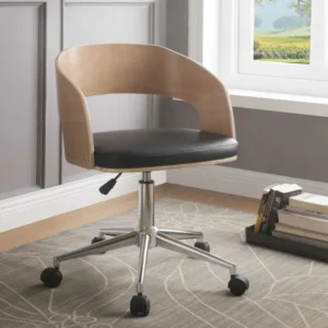 Mod Rolling Black Faux Leather Office Desk Chair By Homeroots | Office Chairs | Modishstore