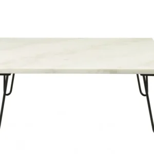 Real Marble And Black Coffee Table By Homeroots | Coffee Tables | Modishstore